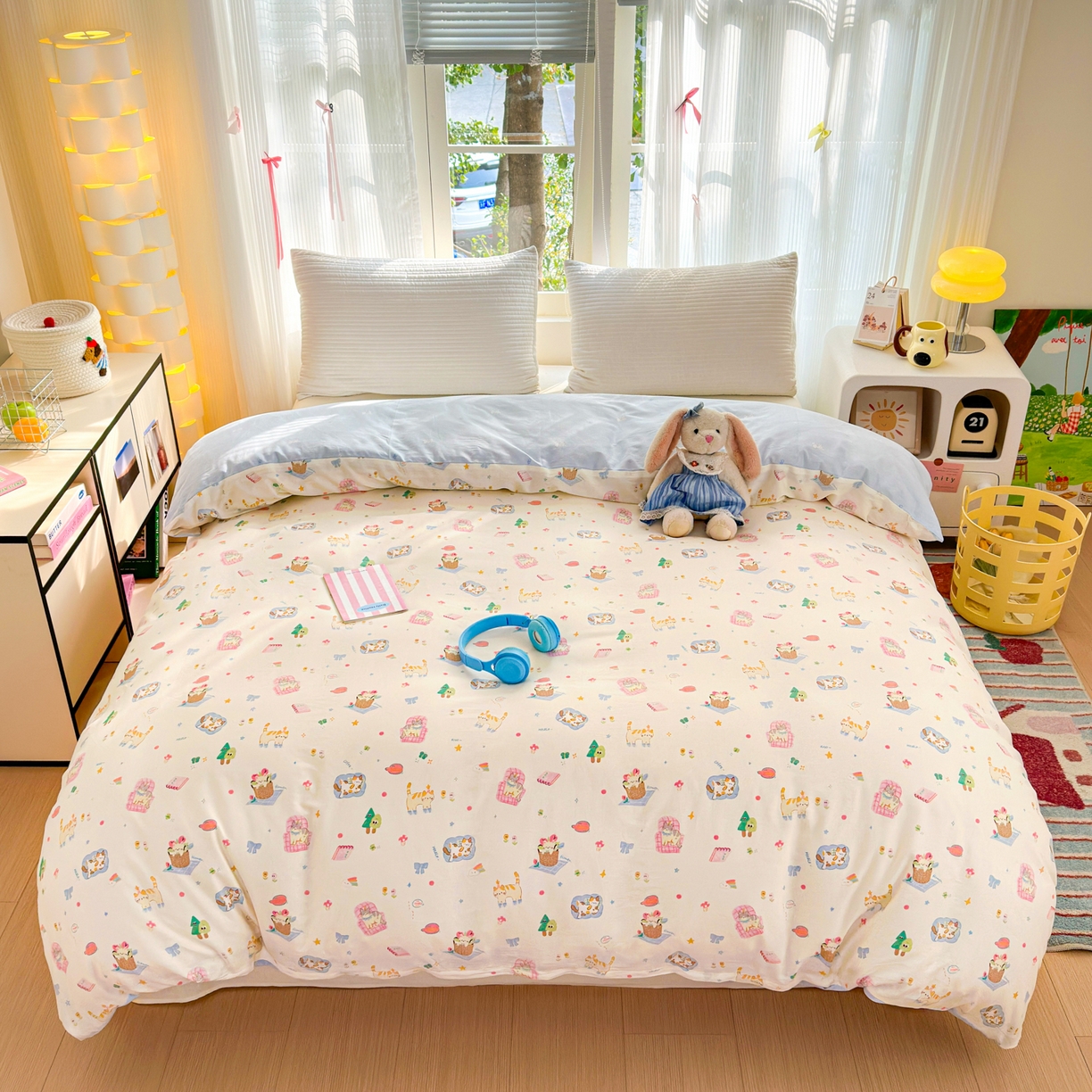 清雅福 2025新款全棉柔软印花系列单被套 滚滚绣球团