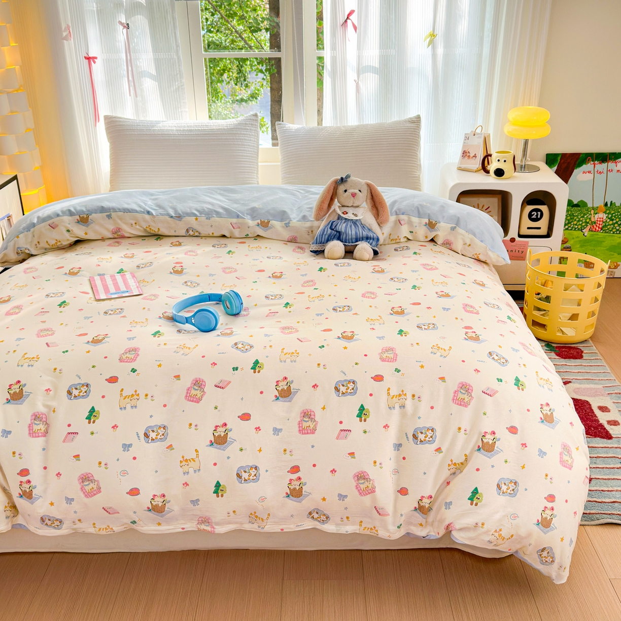 91家纺网 家纺一手货源 找家纺 清雅福 2025新款全棉柔软印花系列单被套 滚滚绣球团