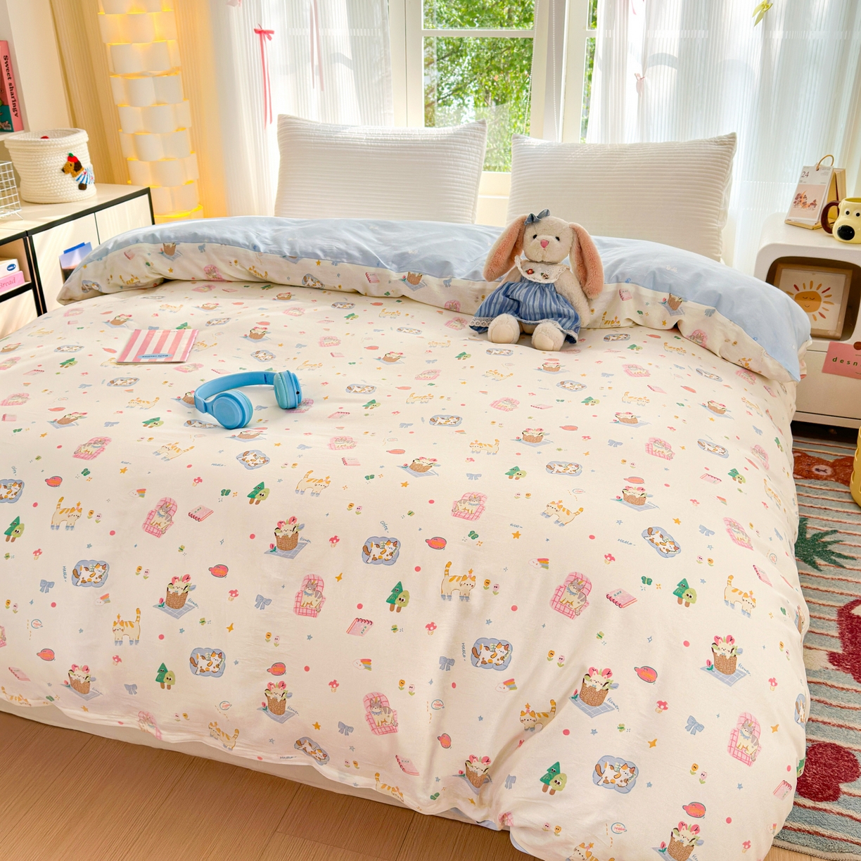 91家纺网 家纺一手货源 找家纺 清雅福 2025新款全棉柔软印花系列单被套 滚滚绣球团