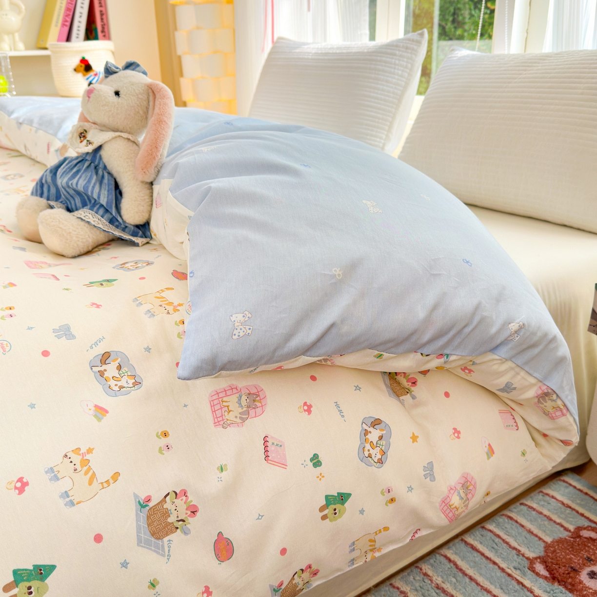 91家纺网 家纺一手货源 找家纺 清雅福 2025新款全棉柔软印花系列单被套 滚滚绣球团