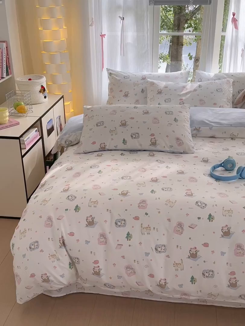 91家纺网 家纺一手货源 找家纺 清雅福 2025新款全棉柔软印花系列单被套 滚滚绣球团