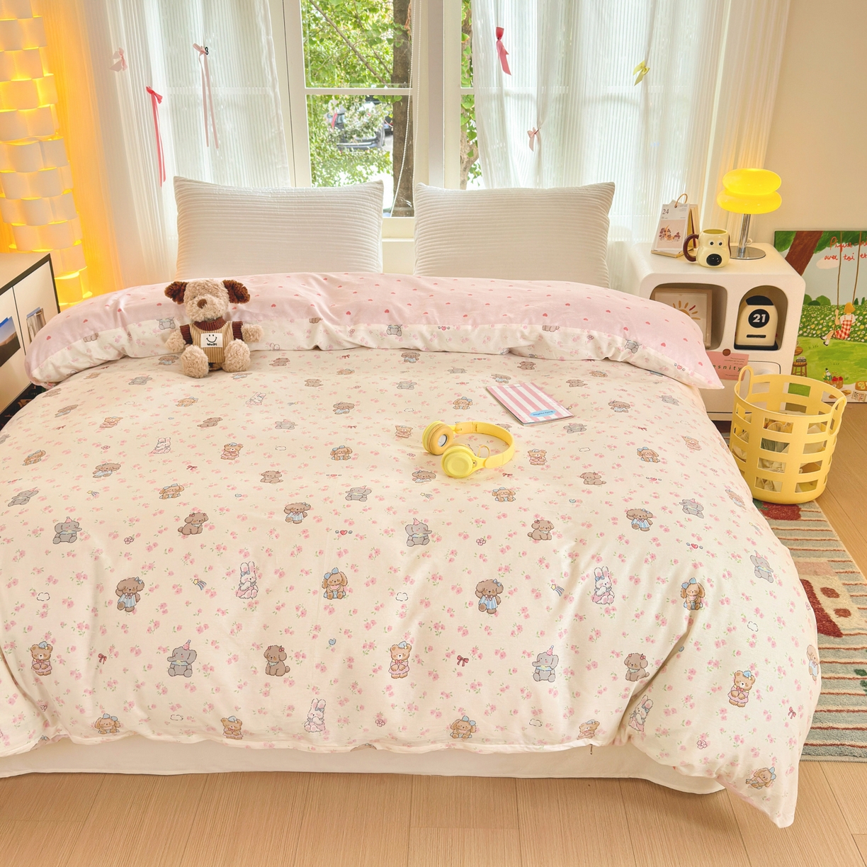 91家纺网 家纺一手货源 找家纺 清雅福 2025新款全棉柔软印花系列单被套 奶酪幼儿园