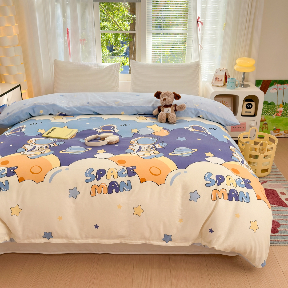 91家纺网 家纺一手货源 找家纺 清雅福 2025新款全棉柔软印花系列单被套 太空梦乐园