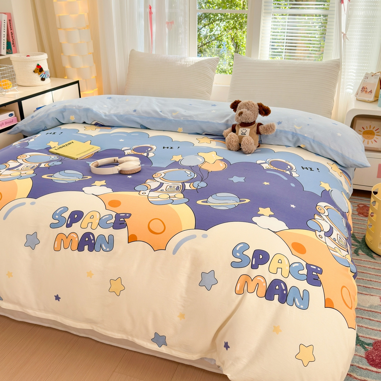 91家纺网 家纺一手货源 找家纺 清雅福 2025新款全棉柔软印花系列单被套 太空梦乐园