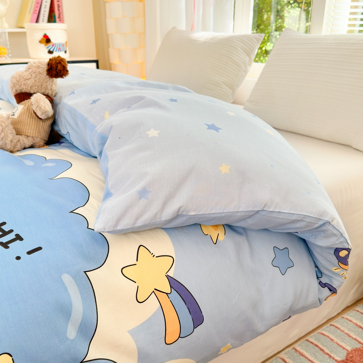 91家纺网 家纺一手货源 找家纺 清雅福 2025新款全棉柔软印花系列单被套 太空梦乐园