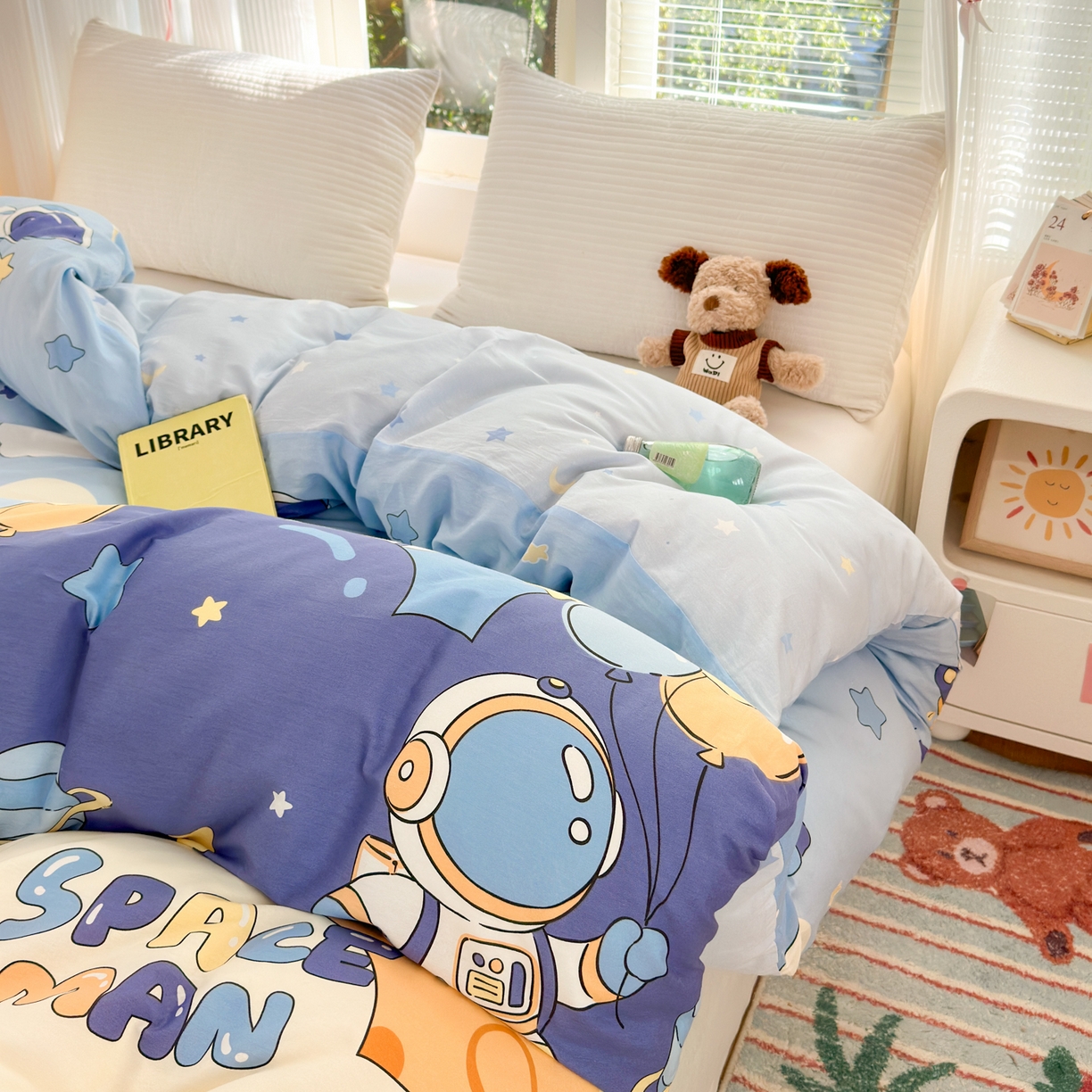 91家纺网 家纺一手货源 找家纺 清雅福 2025新款全棉柔软印花系列单被套 太空梦乐园