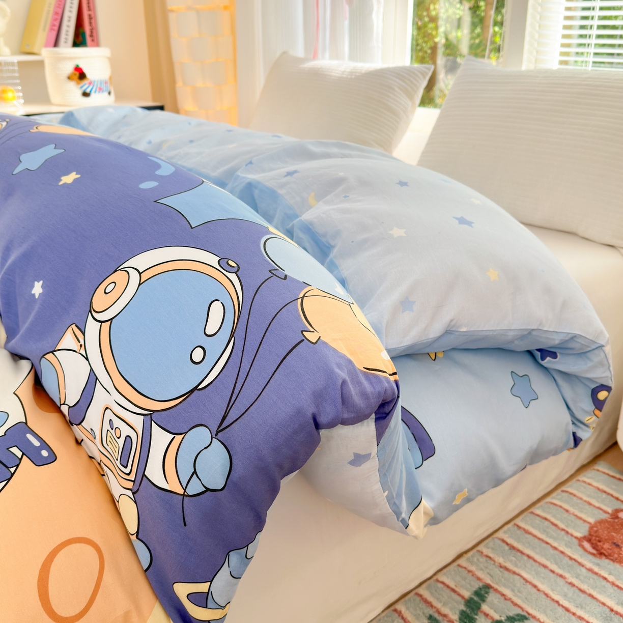 91家纺网 家纺一手货源 找家纺 清雅福 2025新款全棉柔软印花系列单被套 太空梦乐园