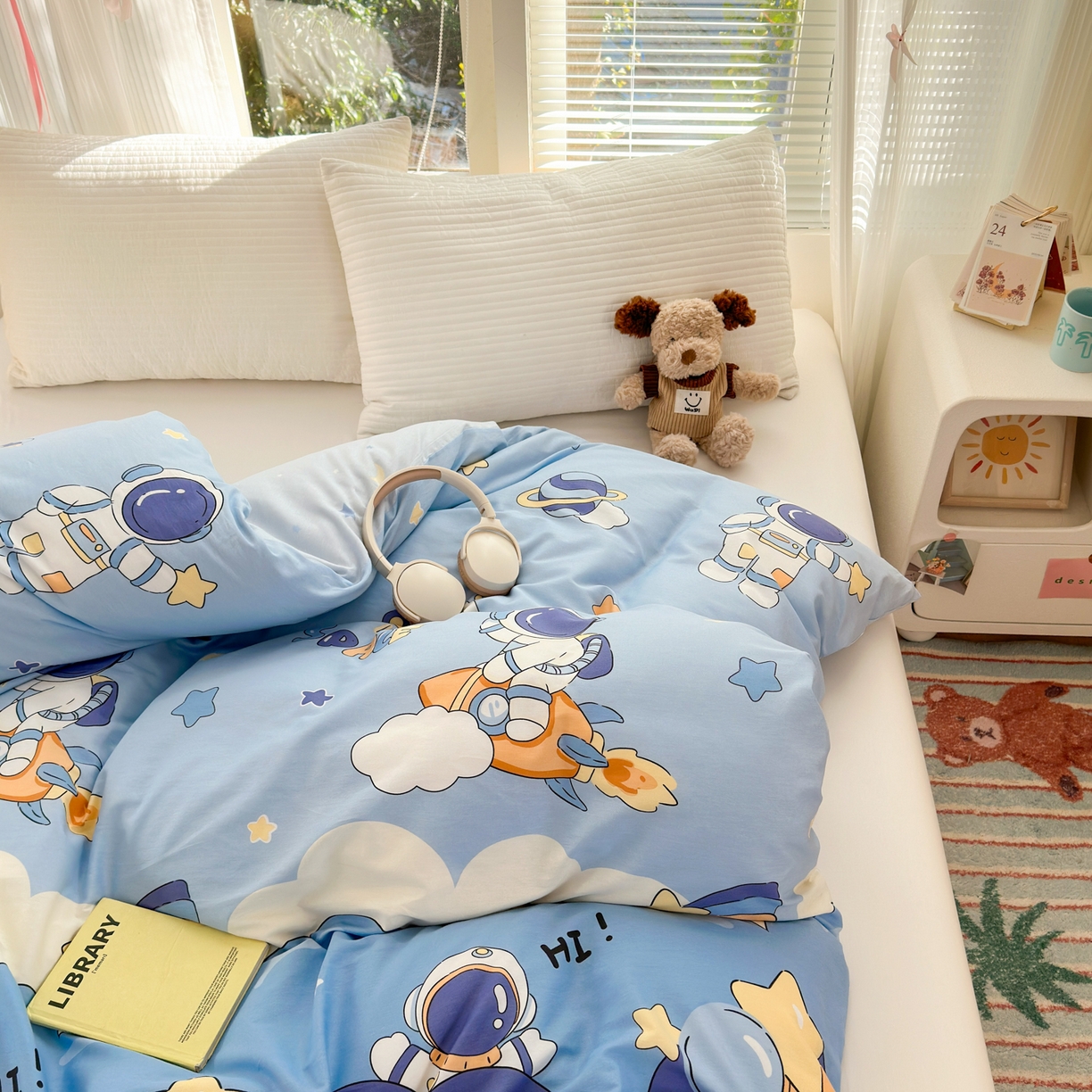 91家纺网 家纺一手货源 找家纺 清雅福 2025新款全棉柔软印花系列单被套 太空梦乐园