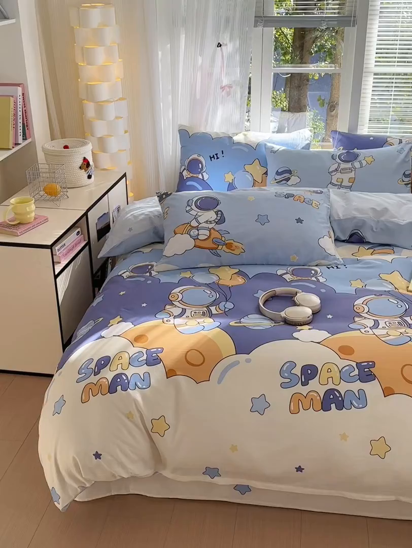 91家纺网 家纺一手货源 找家纺 清雅福 2025新款全棉柔软印花系列单被套 太空梦乐园