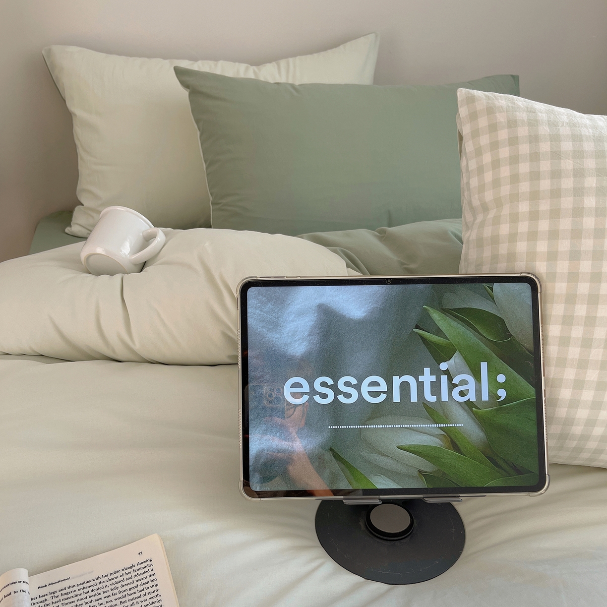 91家纺网 家纺一手货源 找家纺 （总）三朵家纺 2026新款ins风全棉纯色双拼水洗棉四件套极简风系列