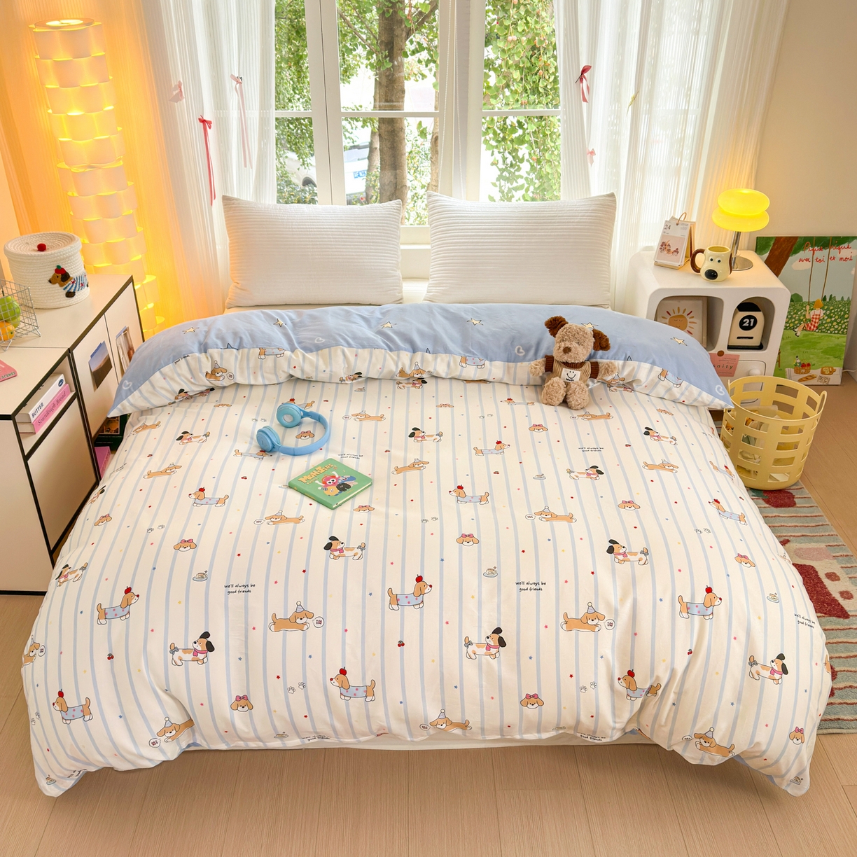 清雅福 2025新款全棉柔软印花系列单被套 糖纸童年