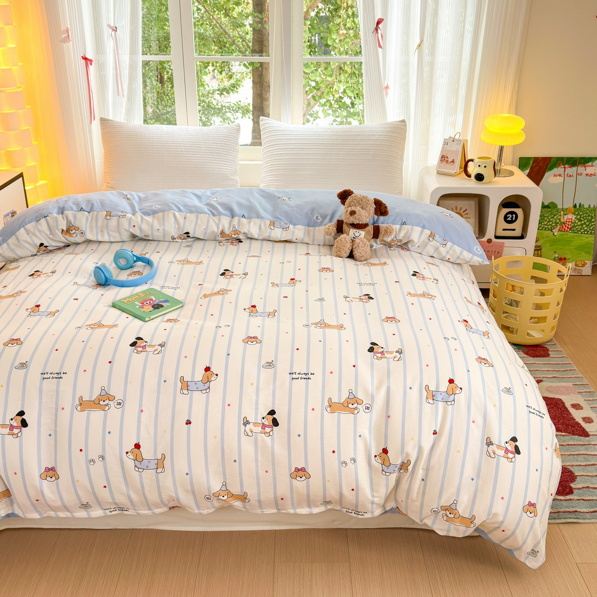 91家纺网 家纺一手货源 找家纺 清雅福 2025新款全棉柔软印花系列单被套 糖纸童年