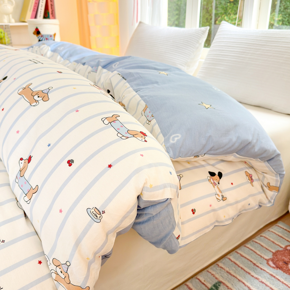 91家纺网 家纺一手货源 找家纺 清雅福 2025新款全棉柔软印花系列单被套 糖纸童年