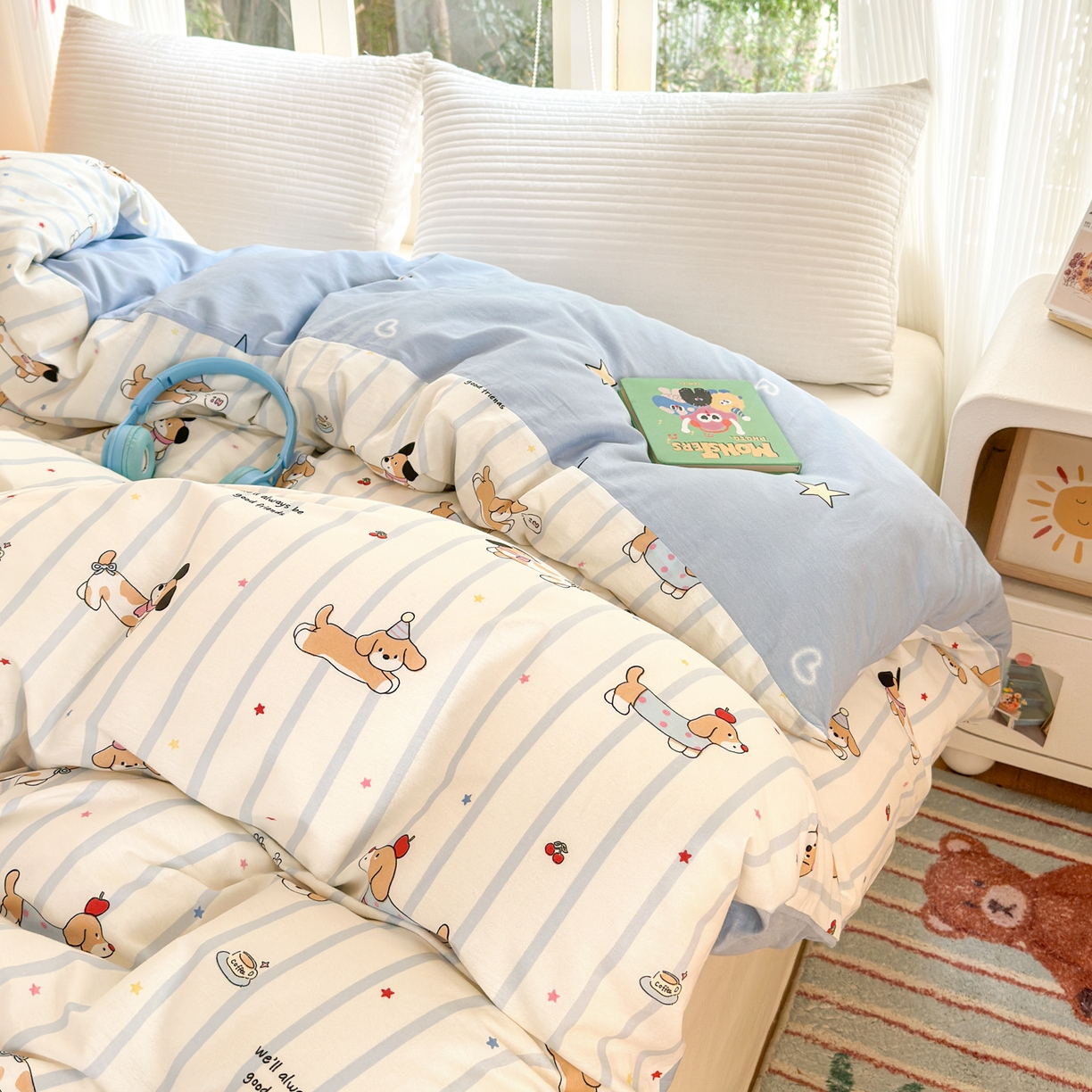 91家纺网 家纺一手货源 找家纺 清雅福 2025新款全棉柔软印花系列单被套 糖纸童年