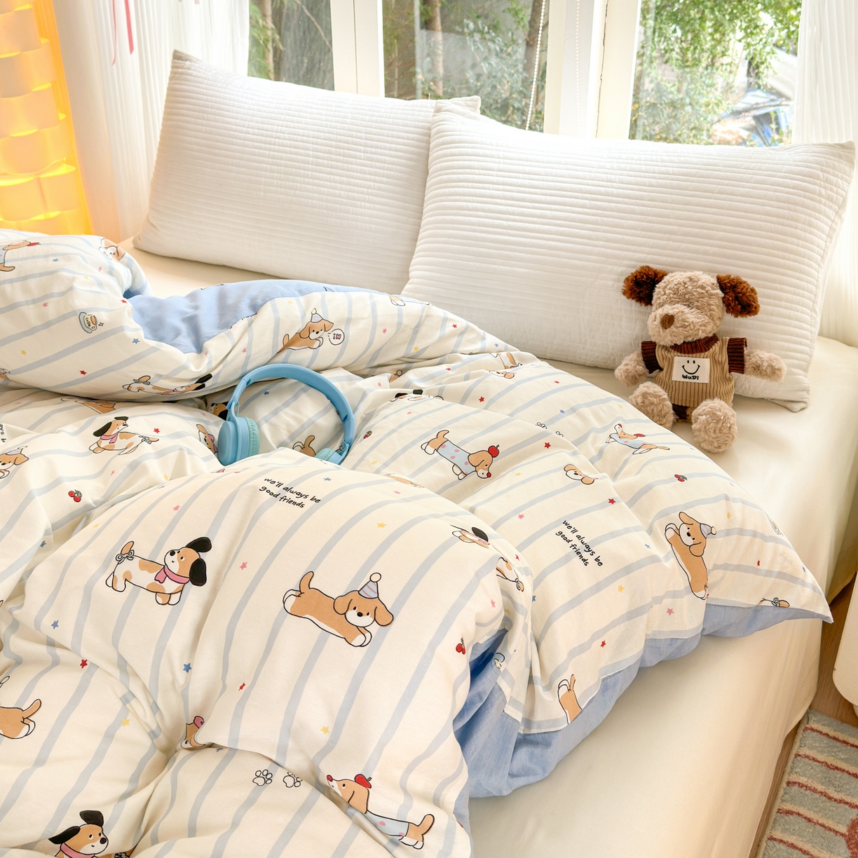 91家纺网 家纺一手货源 找家纺 清雅福 2025新款全棉柔软印花系列单被套 糖纸童年