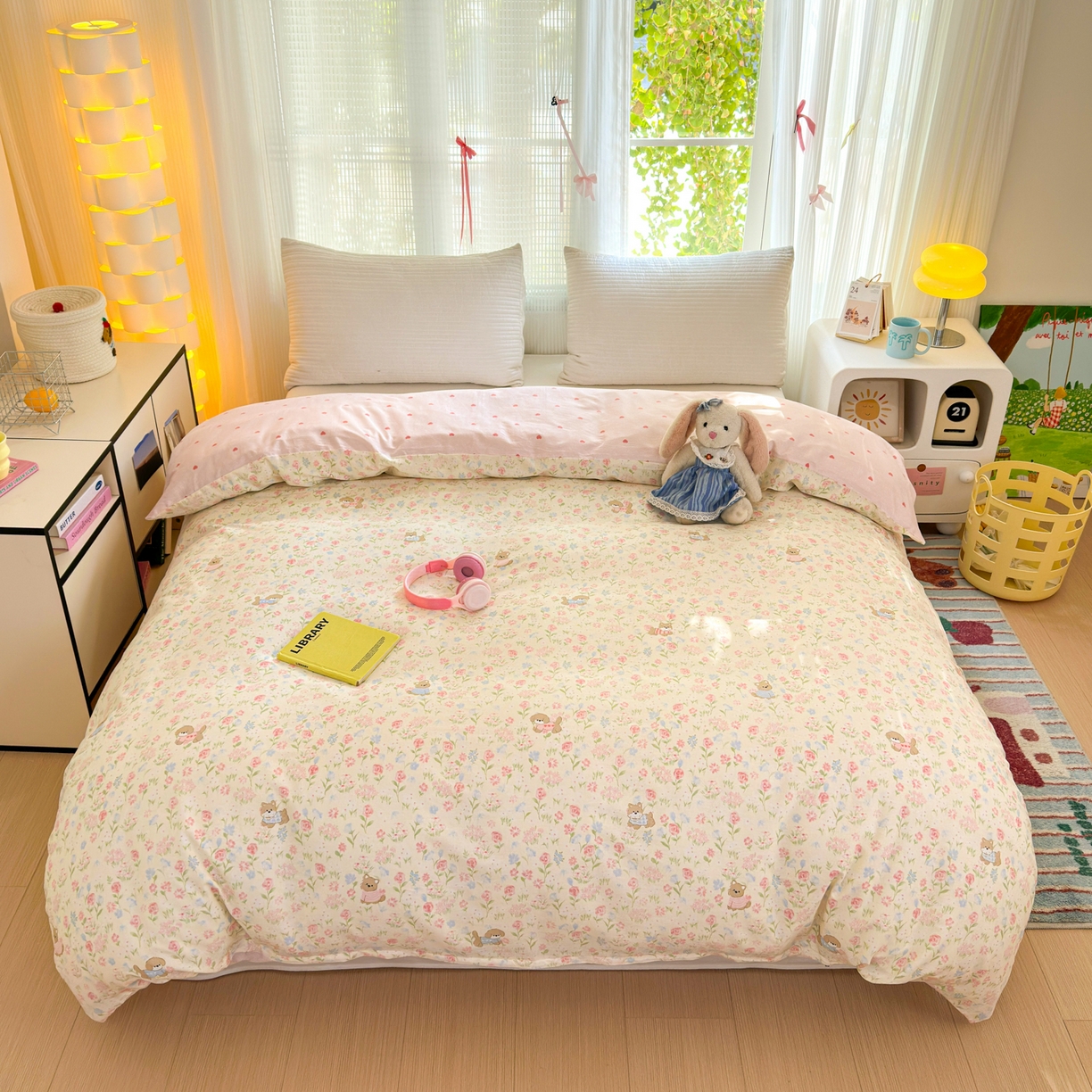 清雅福 2025新款全棉柔软印花系列单被套 甜蜜手记-米