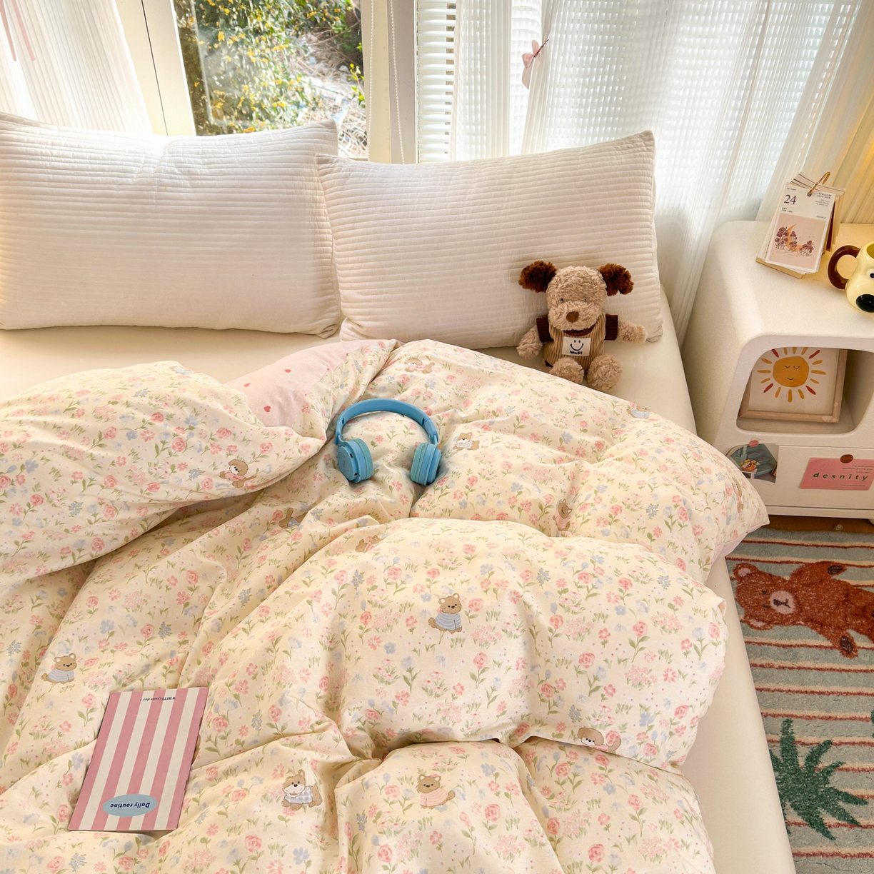 91家纺网 家纺一手货源 找家纺 清雅福 2025新款全棉柔软印花系列单被套 甜蜜手记-米