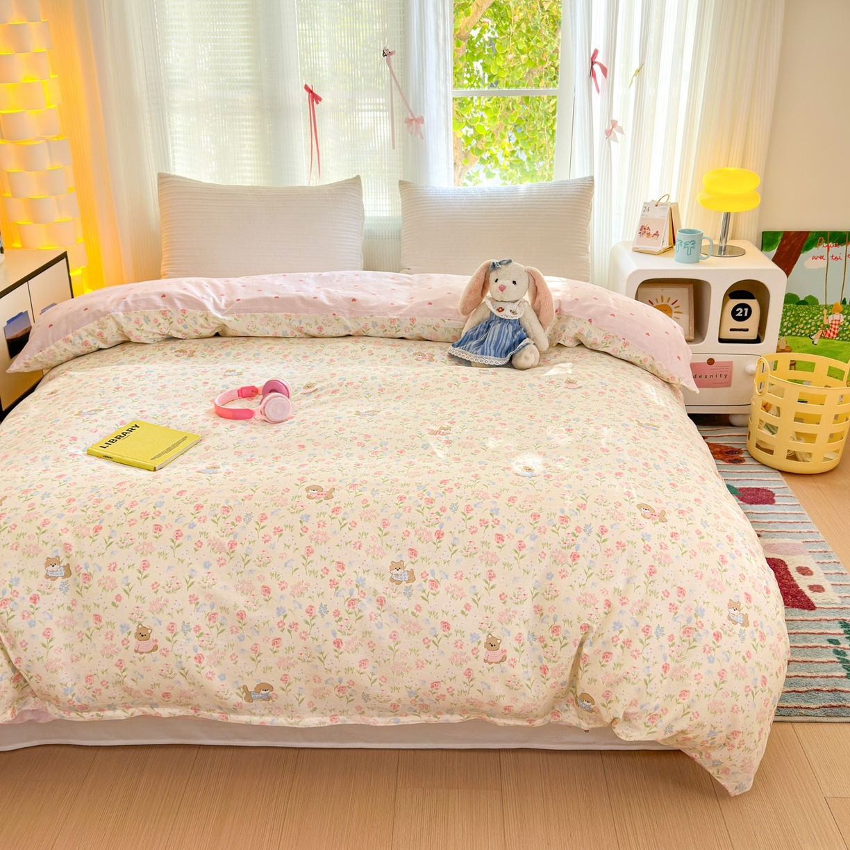 91家纺网 家纺一手货源 找家纺 清雅福 2025新款全棉柔软印花系列单被套 甜蜜手记-米