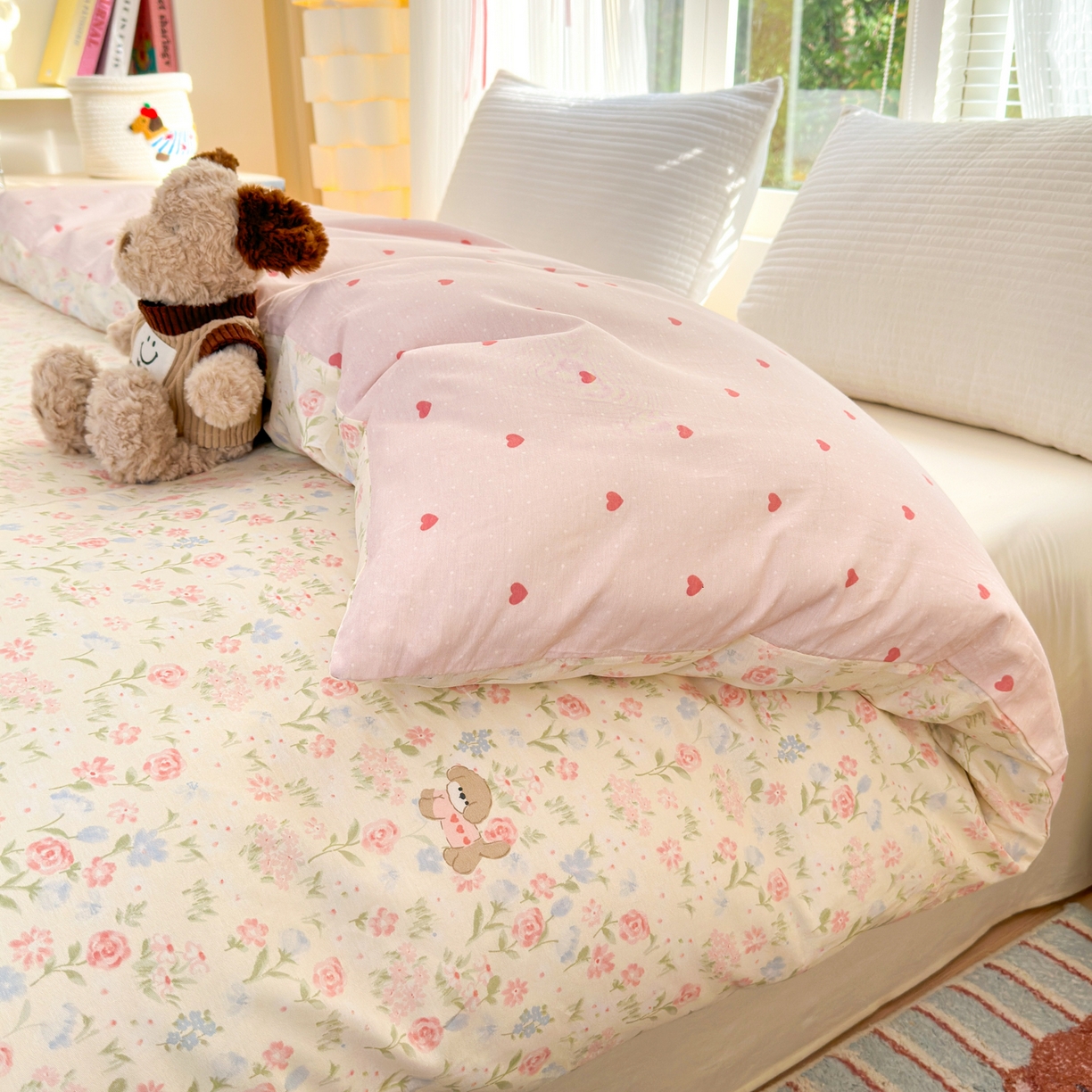 91家纺网 家纺一手货源 找家纺 清雅福 2025新款全棉柔软印花系列单被套 甜蜜手记-米