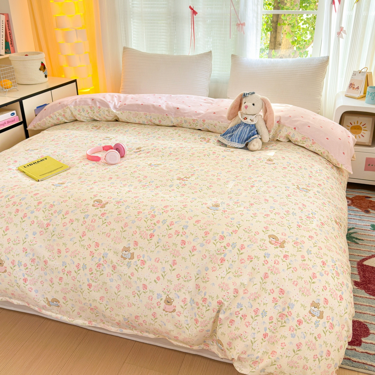 91家纺网 家纺一手货源 找家纺 清雅福 2025新款全棉柔软印花系列单被套 甜蜜手记-米