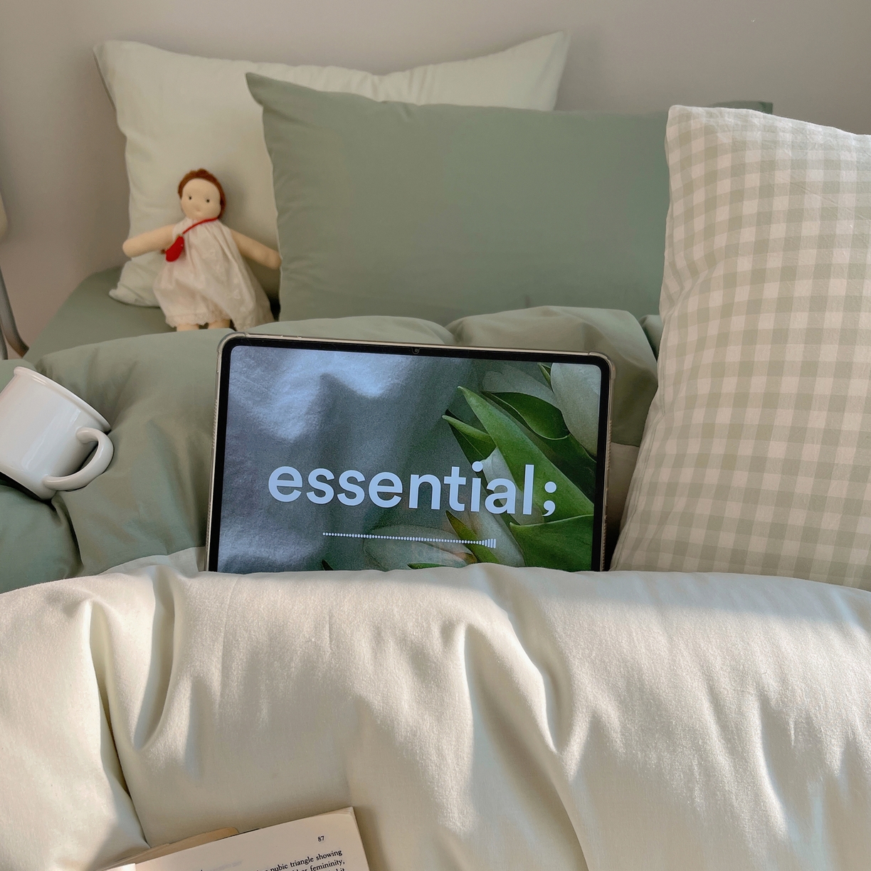 91家纺网 家纺一手货源 找家纺 （总）三朵家纺 2026新款ins风全棉纯色双拼水洗棉四件套极简风系列