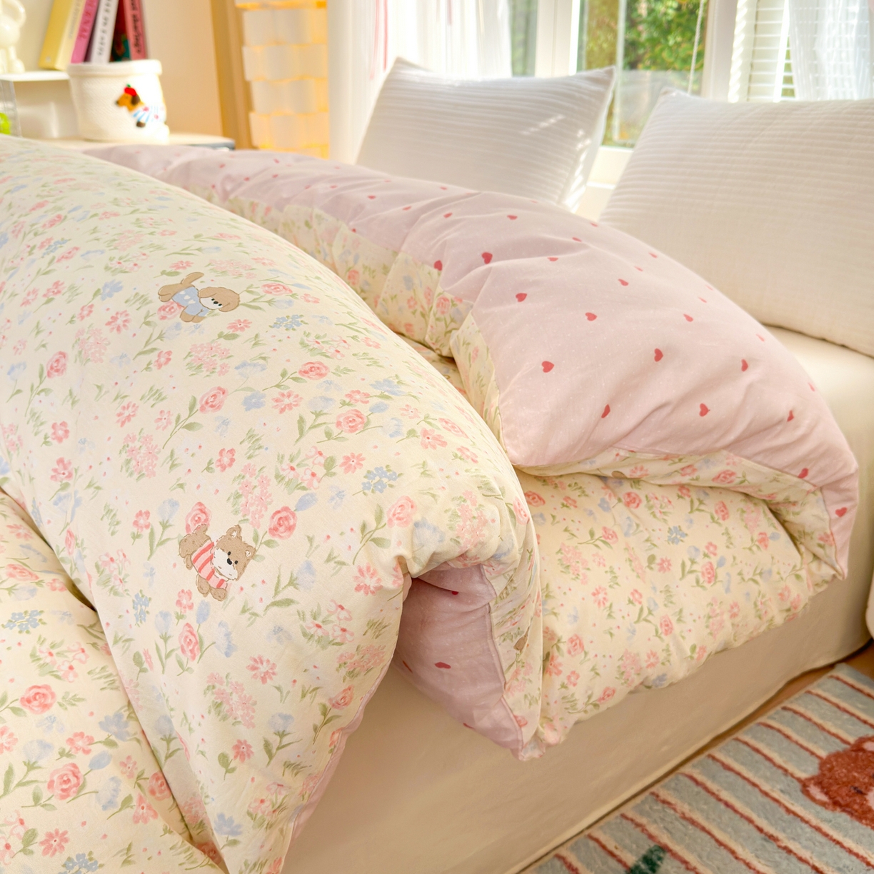 91家纺网 家纺一手货源 找家纺 清雅福 2025新款全棉柔软印花系列单被套 甜蜜手记-米