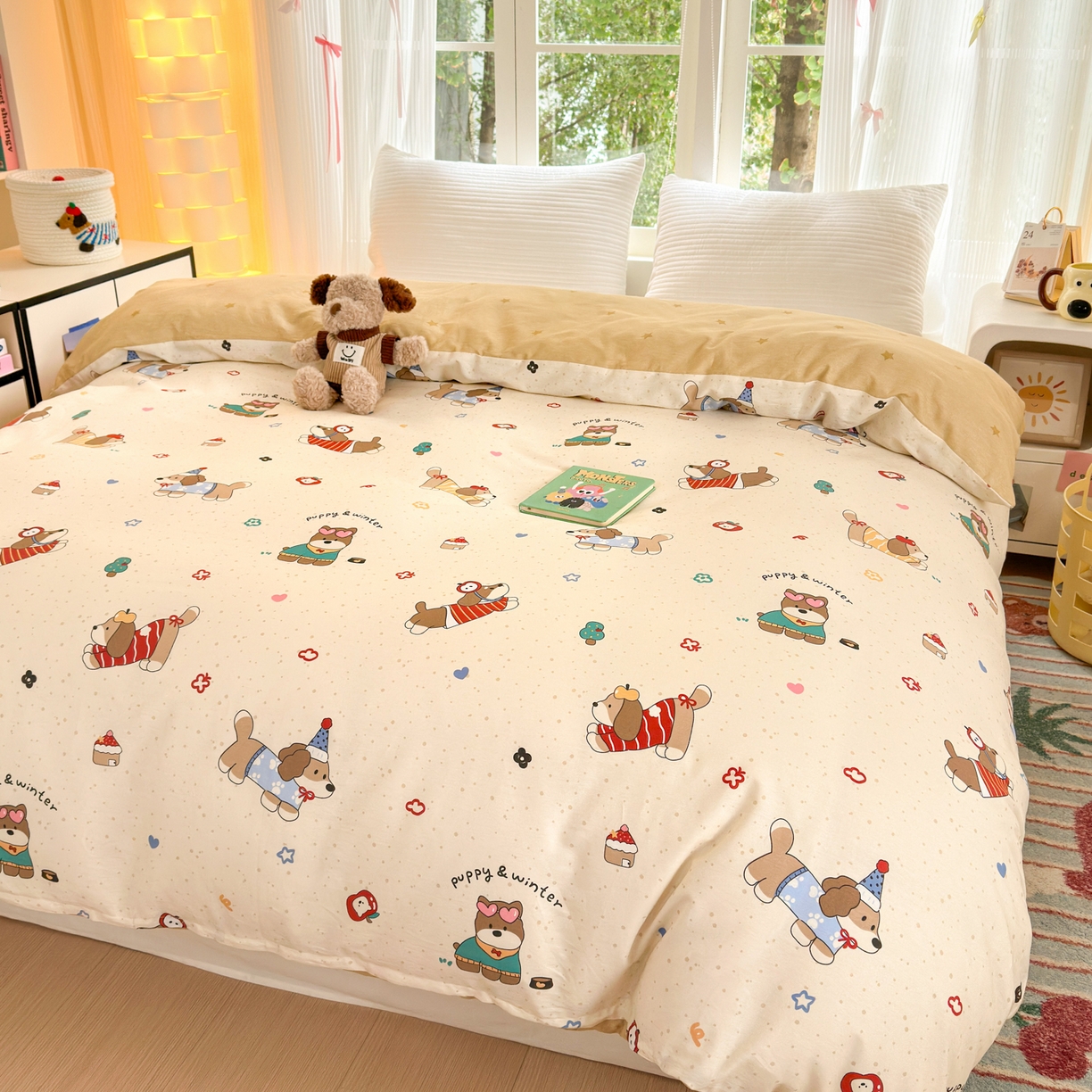 91家纺网 家纺一手货源 找家纺 清雅福 2025新款全棉柔软印花系列单被套 汪星卧室