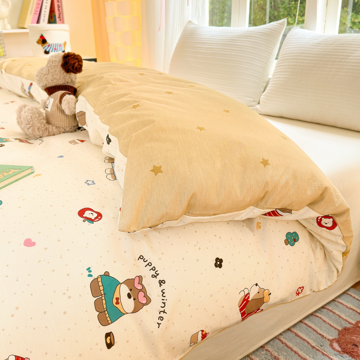 91家纺网 家纺一手货源 找家纺 清雅福 2025新款全棉柔软印花系列单被套 汪星卧室