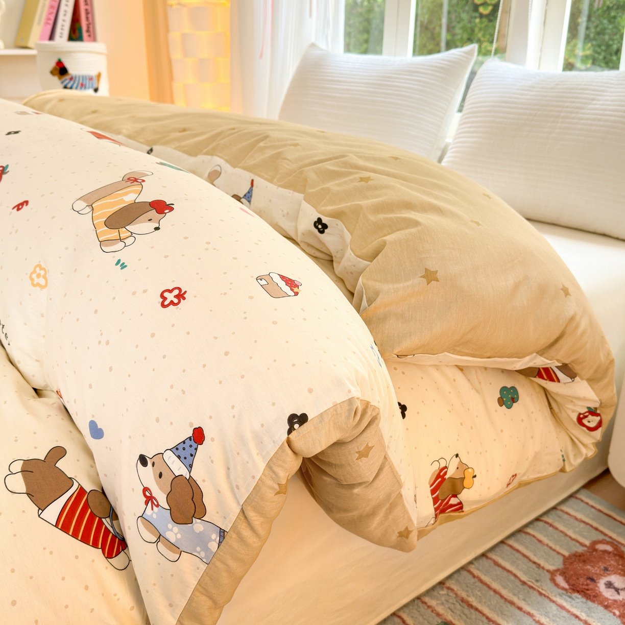 91家纺网 家纺一手货源 找家纺 清雅福 2025新款全棉柔软印花系列单被套 汪星卧室