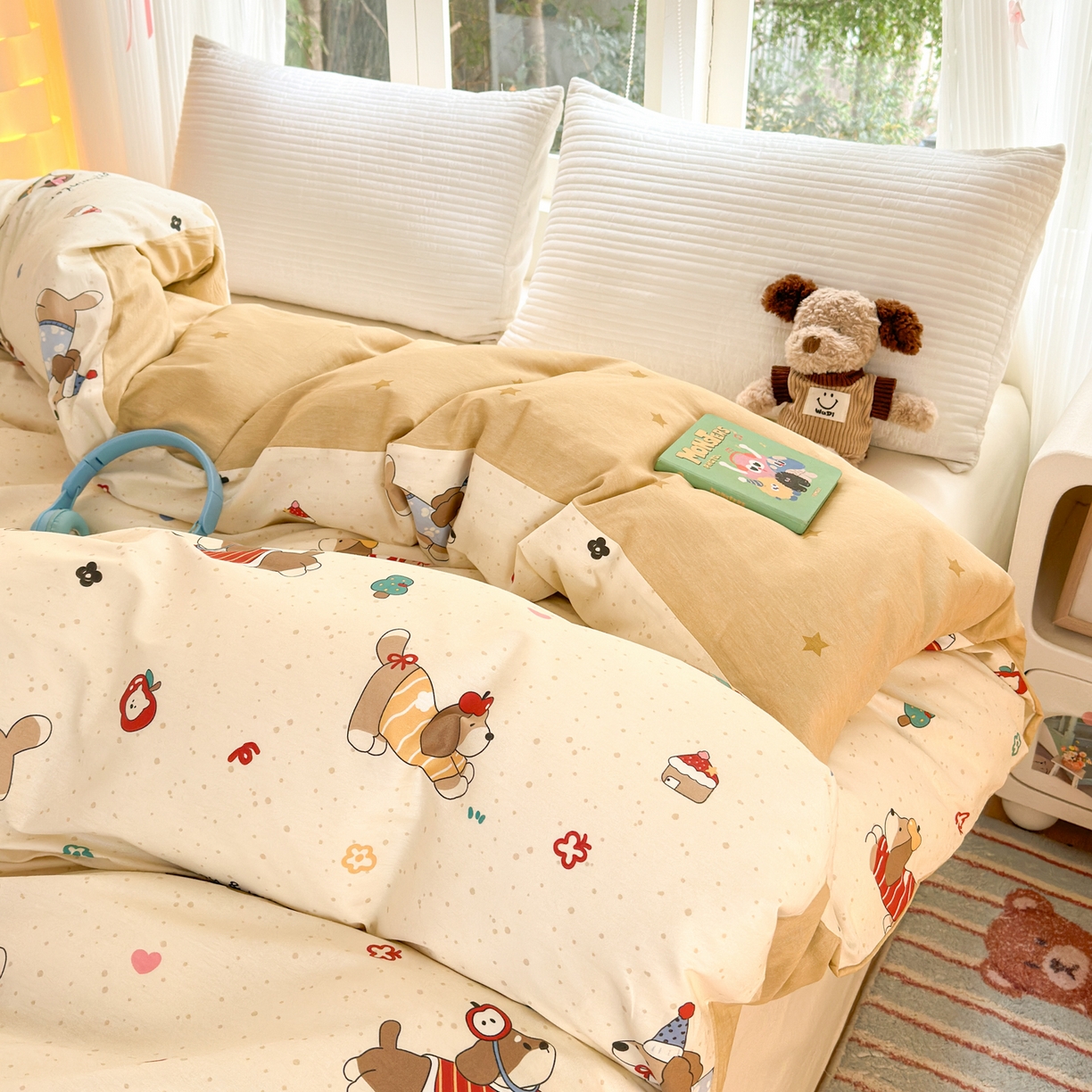 91家纺网 家纺一手货源 找家纺 清雅福 2025新款全棉柔软印花系列单被套 汪星卧室