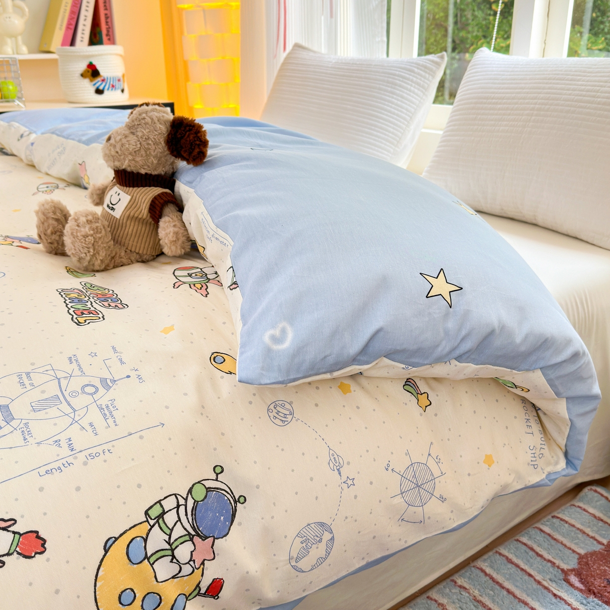 91家纺网 家纺一手货源 找家纺 清雅福 2025新款全棉柔软印花系列单被套 星际仔仔