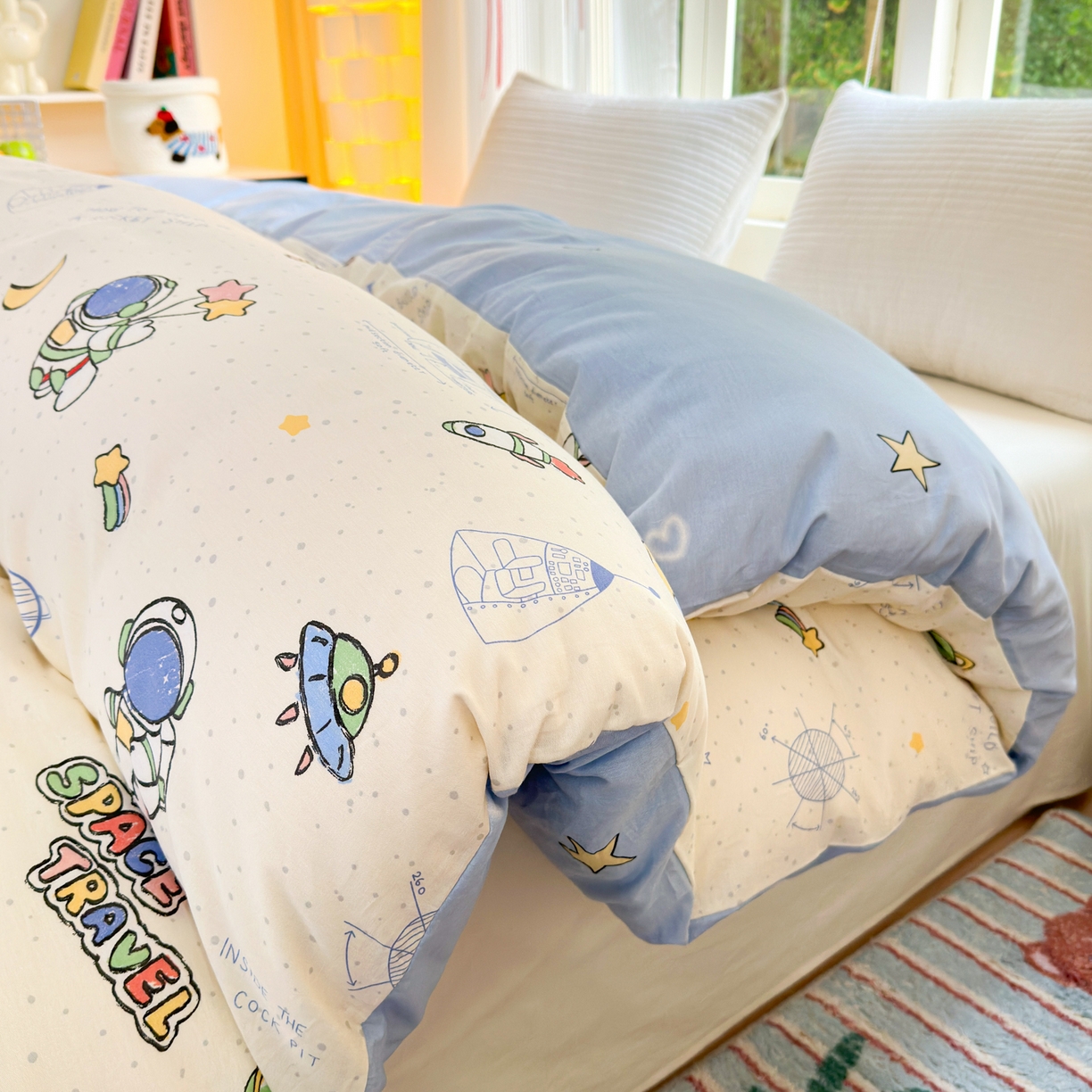 91家纺网 家纺一手货源 找家纺 清雅福 2025新款全棉柔软印花系列单被套 星际仔仔