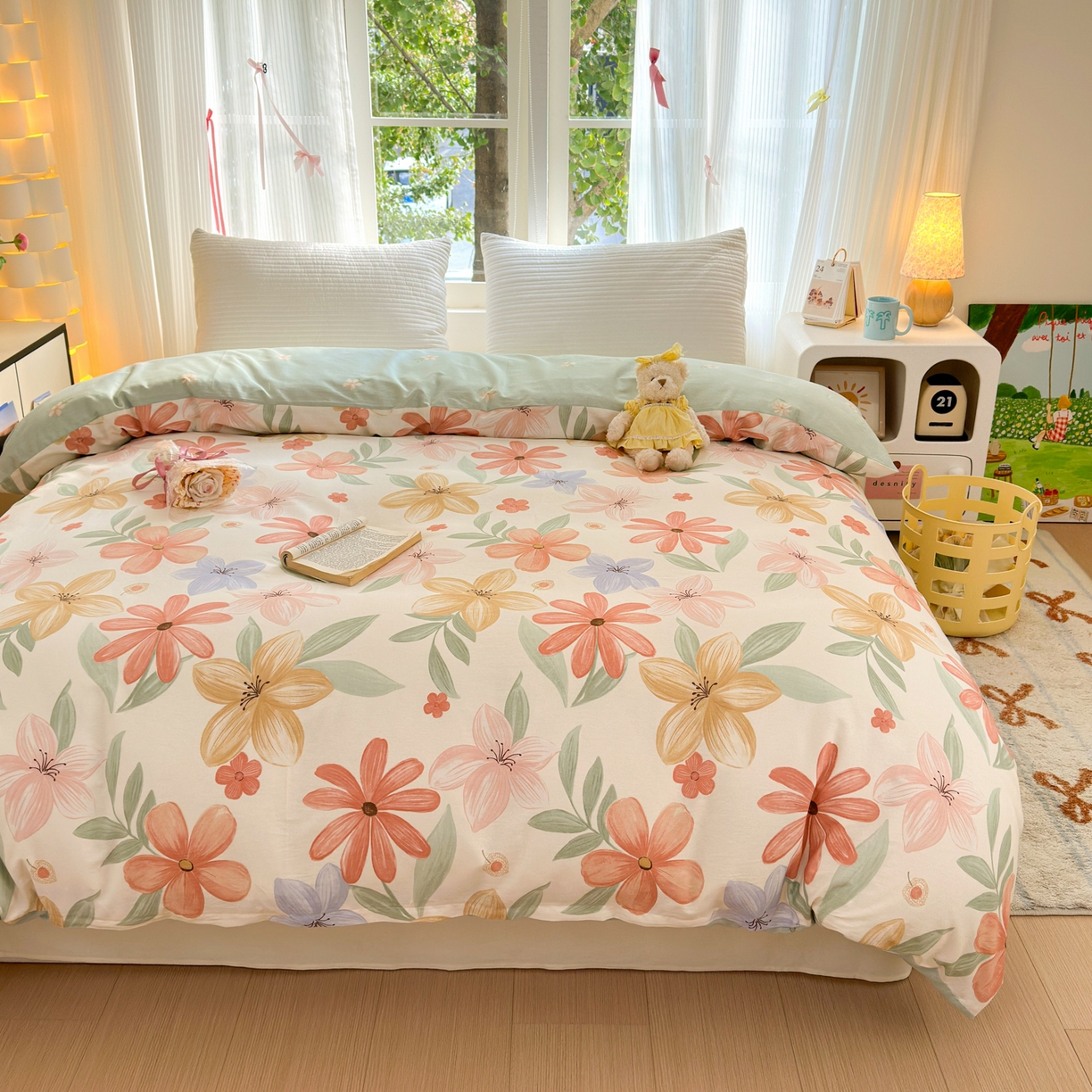 91家纺网 家纺一手货源 找家纺 清雅福 2025新款全棉柔软印花系列单被套 云裳花谷