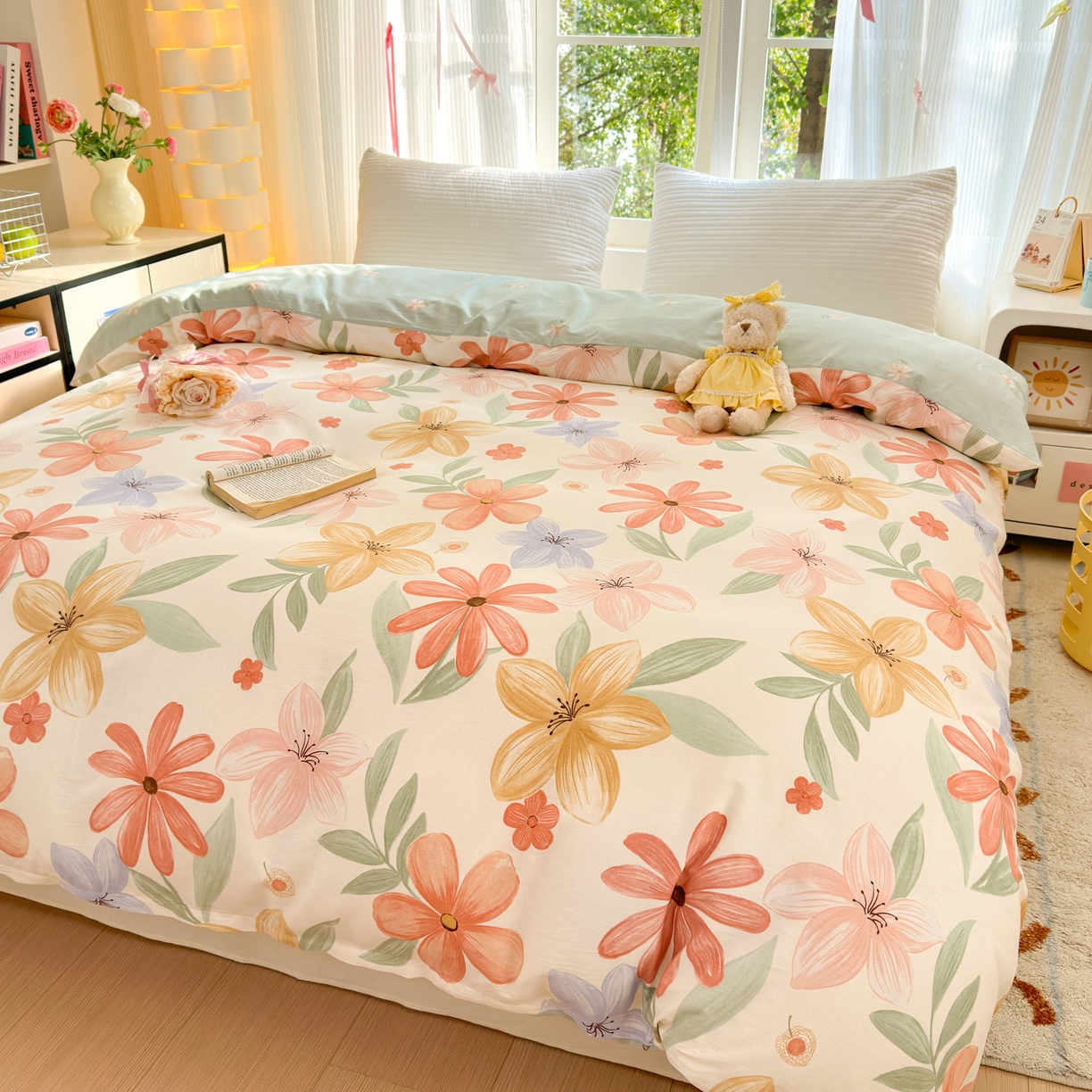 91家纺网 家纺一手货源 找家纺 清雅福 2025新款全棉柔软印花系列单被套 云裳花谷