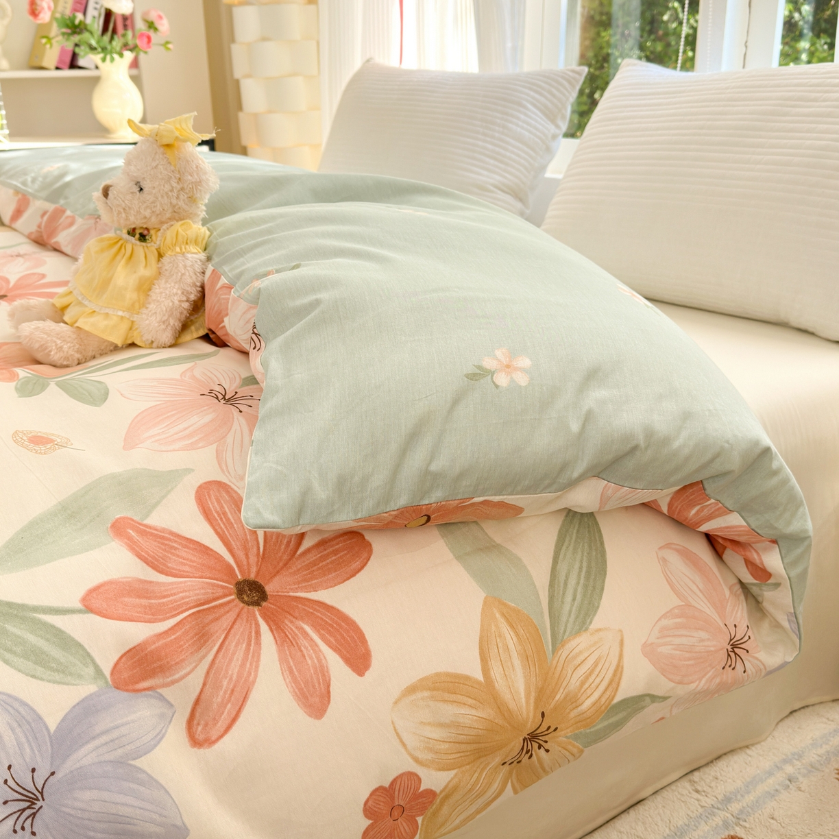 91家纺网 家纺一手货源 找家纺 清雅福 2025新款全棉柔软印花系列单被套 云裳花谷