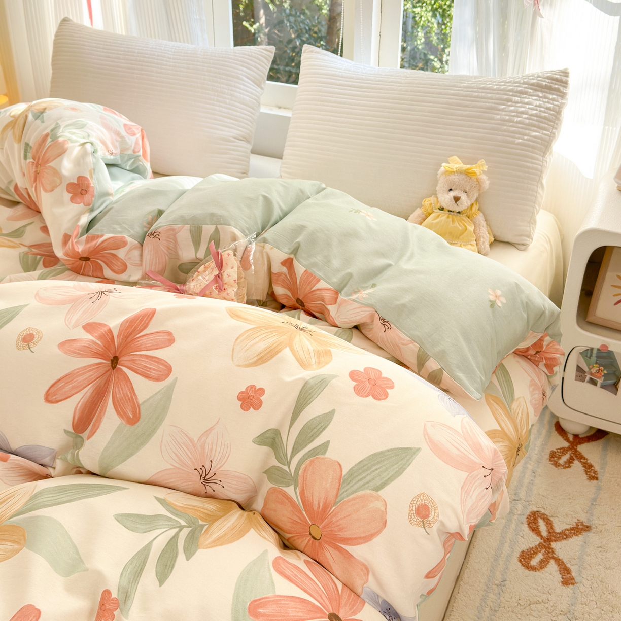 91家纺网 家纺一手货源 找家纺 清雅福 2025新款全棉柔软印花系列单被套 云裳花谷