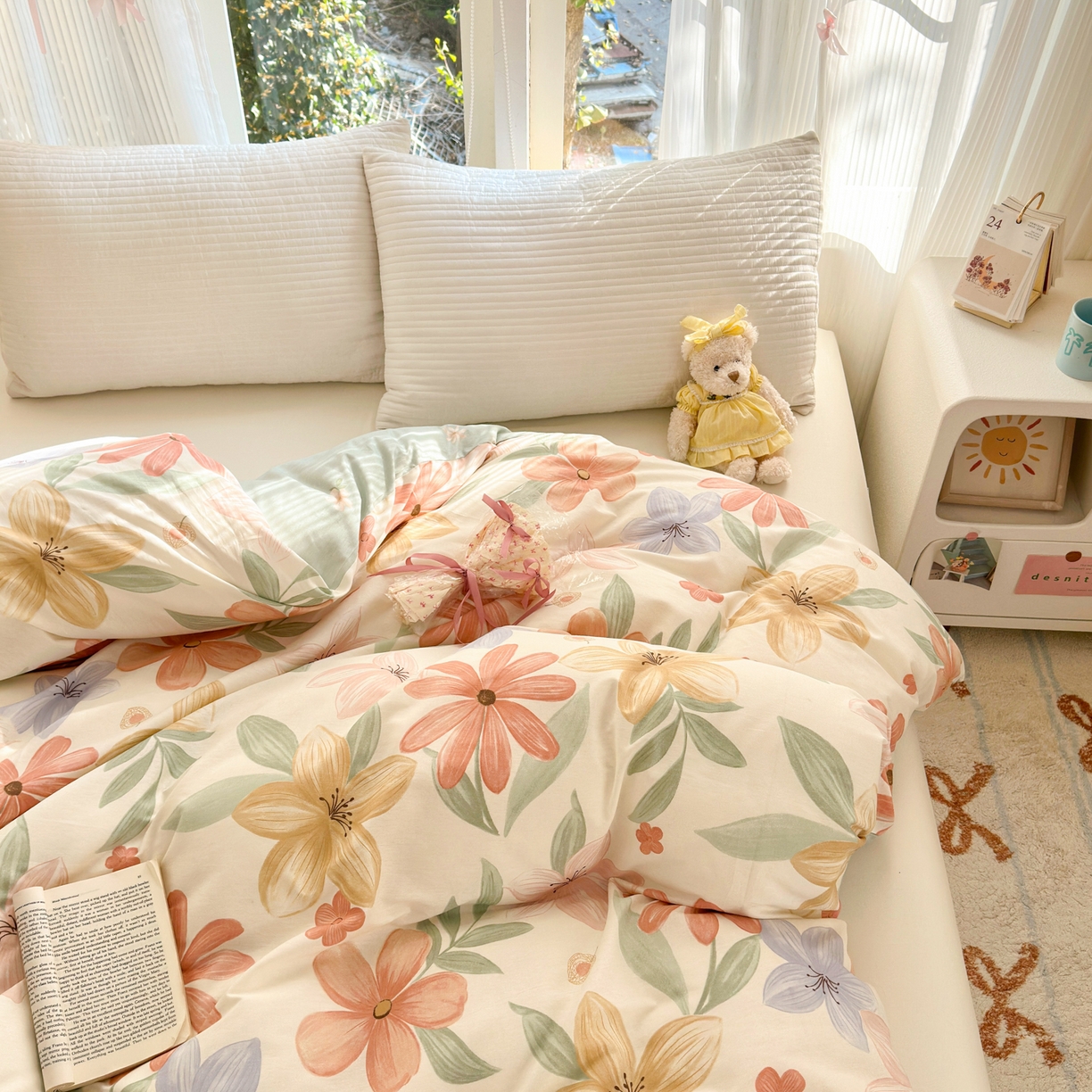 91家纺网 家纺一手货源 找家纺 清雅福 2025新款全棉柔软印花系列单被套 云裳花谷