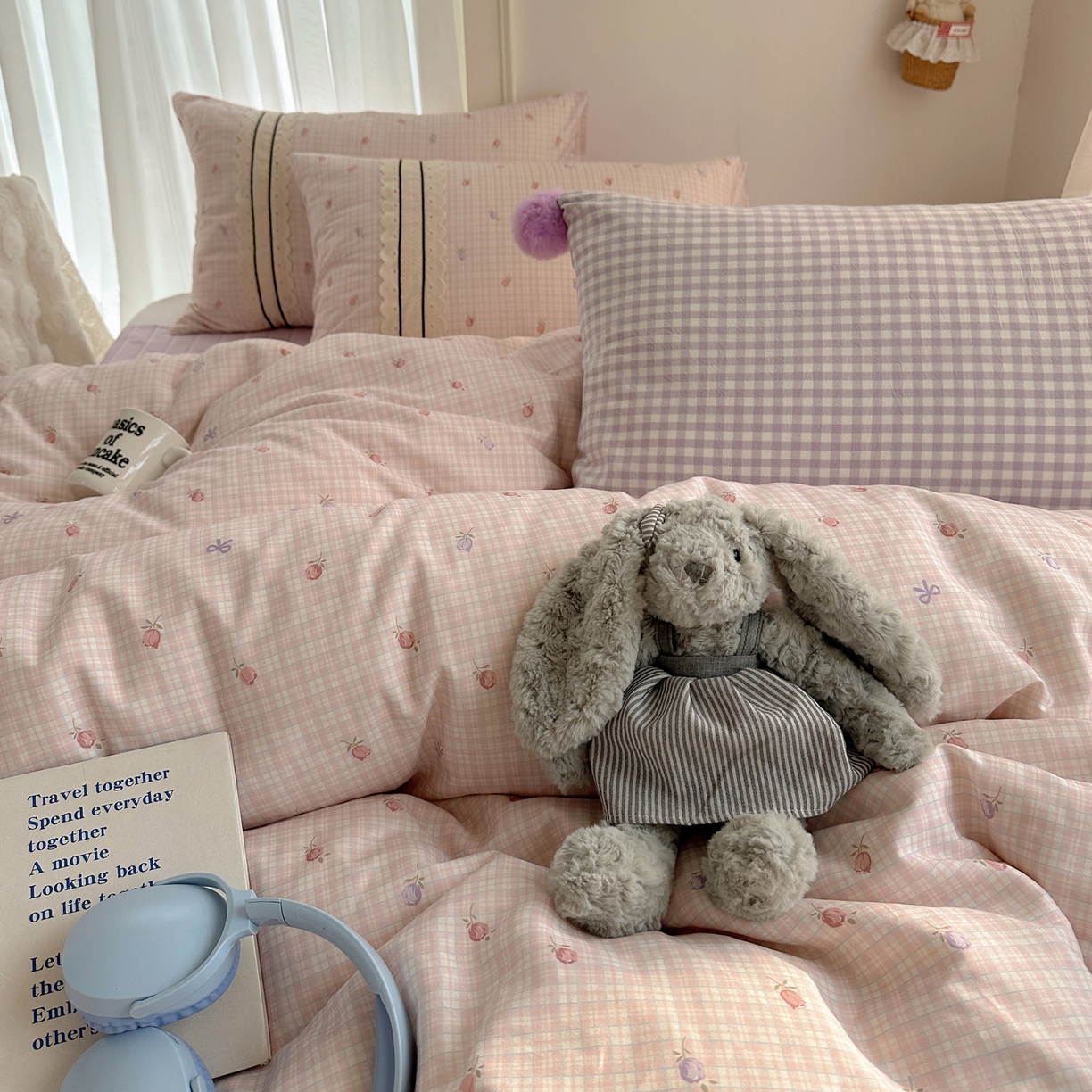 91家纺网 家纺一手货源 找家纺 三朵家纺 2026新款ins风全棉少女系花边印花系列四件套 玫瑰庄园