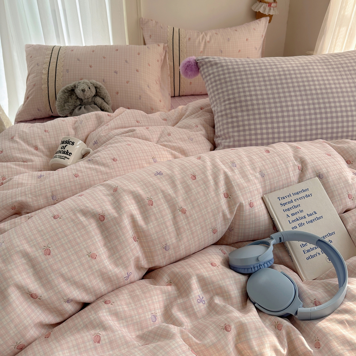 91家纺网 家纺一手货源 找家纺 三朵家纺 2026新款ins风全棉少女系花边印花系列四件套 玫瑰庄园