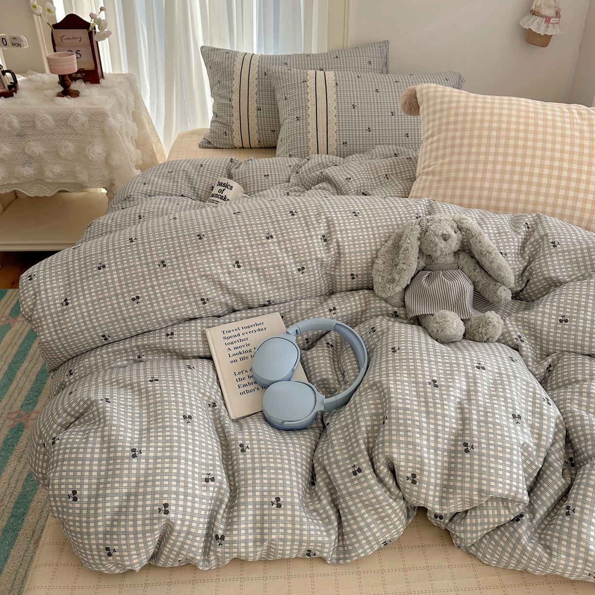 三朵家纺 2026新款ins风全棉少女系花边印花系列四件套 淘气乐园