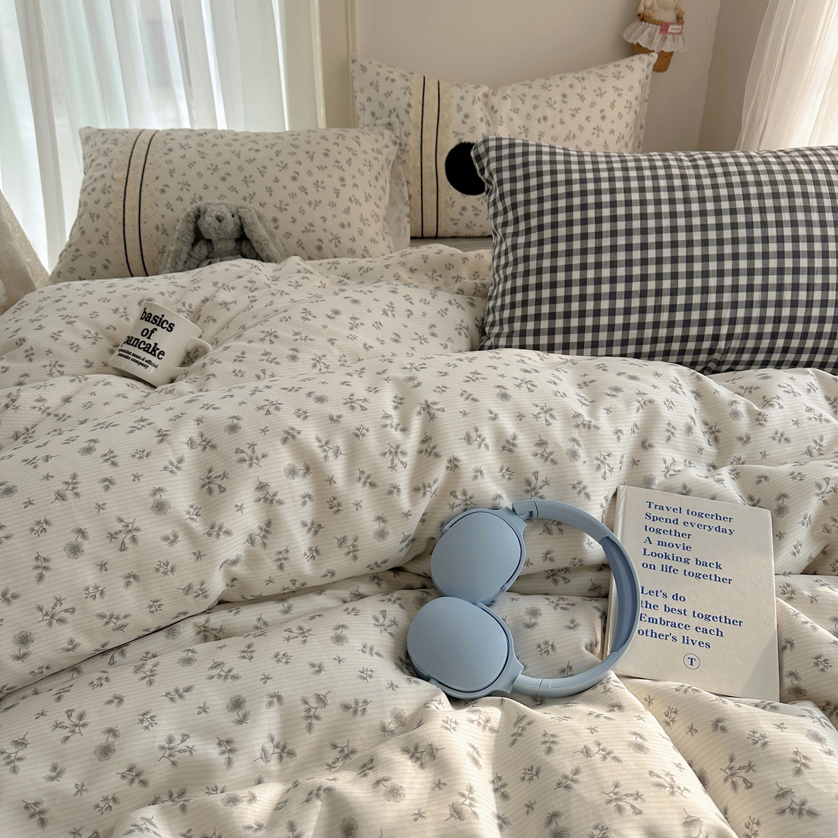 91家纺网 家纺一手货源 找家纺 （总）三朵家纺 2026新款ins风全棉少女系花边印花系列四件套