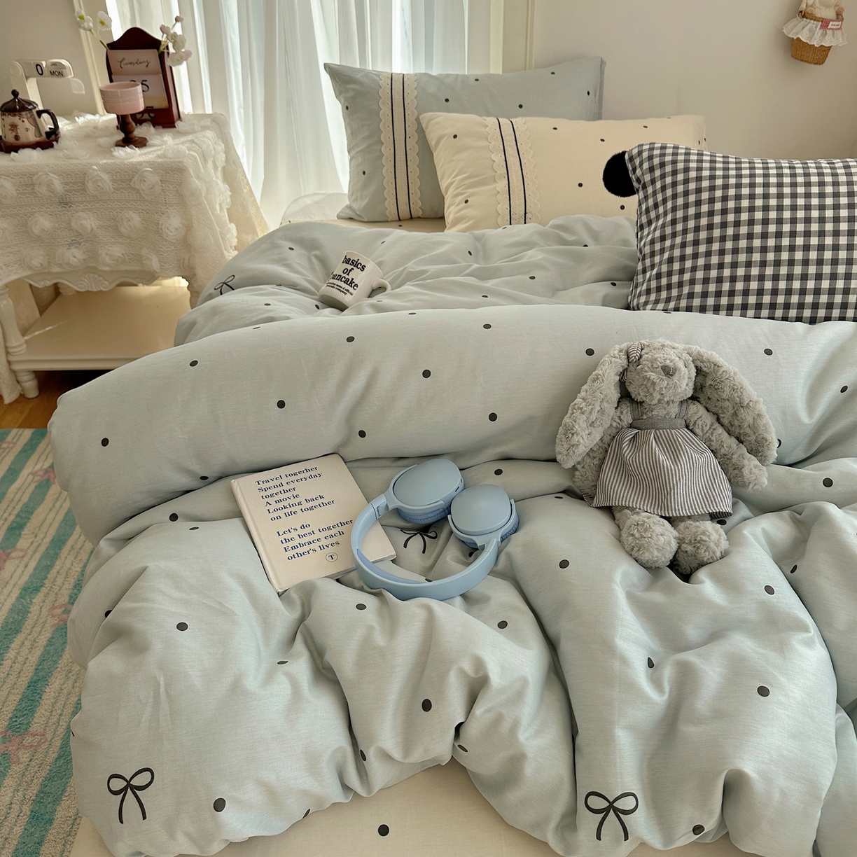 91家纺网 家纺一手货源 找家纺 （总）三朵家纺 2026新款ins风全棉少女系花边印花系列四件套