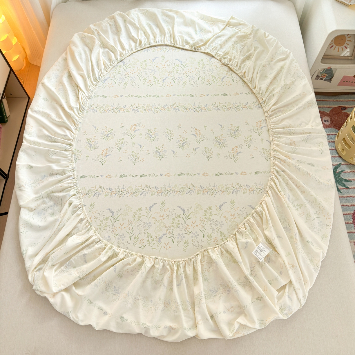 91家纺网 家纺一手货源 找家纺 清雅福 2025新款全棉柔软印花系列单床笠 丛草集