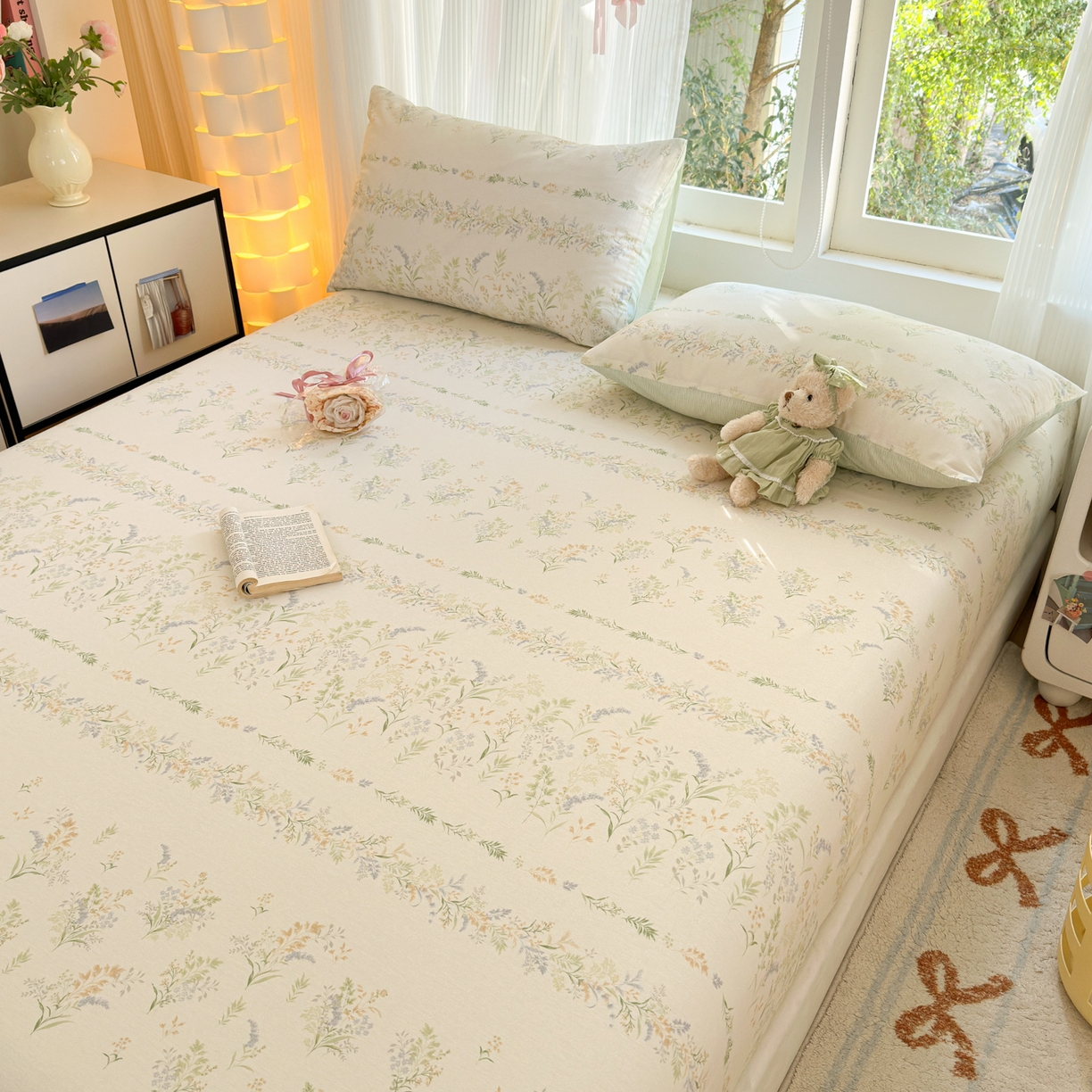 91家纺网 家纺一手货源 找家纺 清雅福 2025新款全棉柔软印花系列单床笠 丛草集