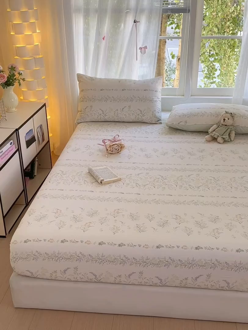 91家纺网 家纺一手货源 找家纺 清雅福 2025新款全棉柔软印花系列单床笠 丛草集