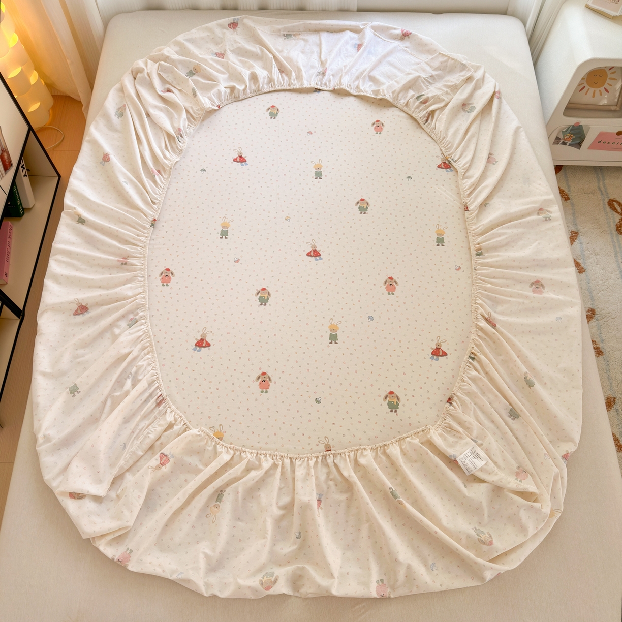 91家纺网 家纺一手货源 找家纺 清雅福 2025新款全棉柔软印花系列单床笠 大耳朵