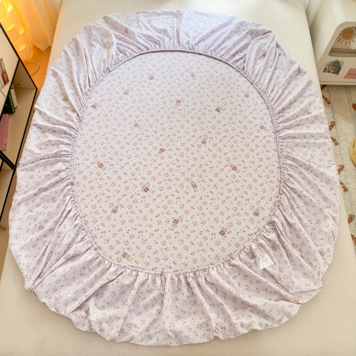 91家纺网 家纺一手货源 找家纺 清雅福 2025新款全棉柔软印花系列单床笠 乖乖兔