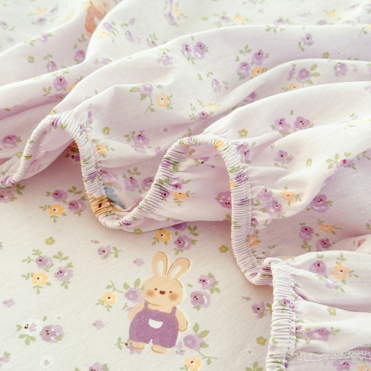 91家纺网 家纺一手货源 找家纺 清雅福 2025新款全棉柔软印花系列单床笠 乖乖兔