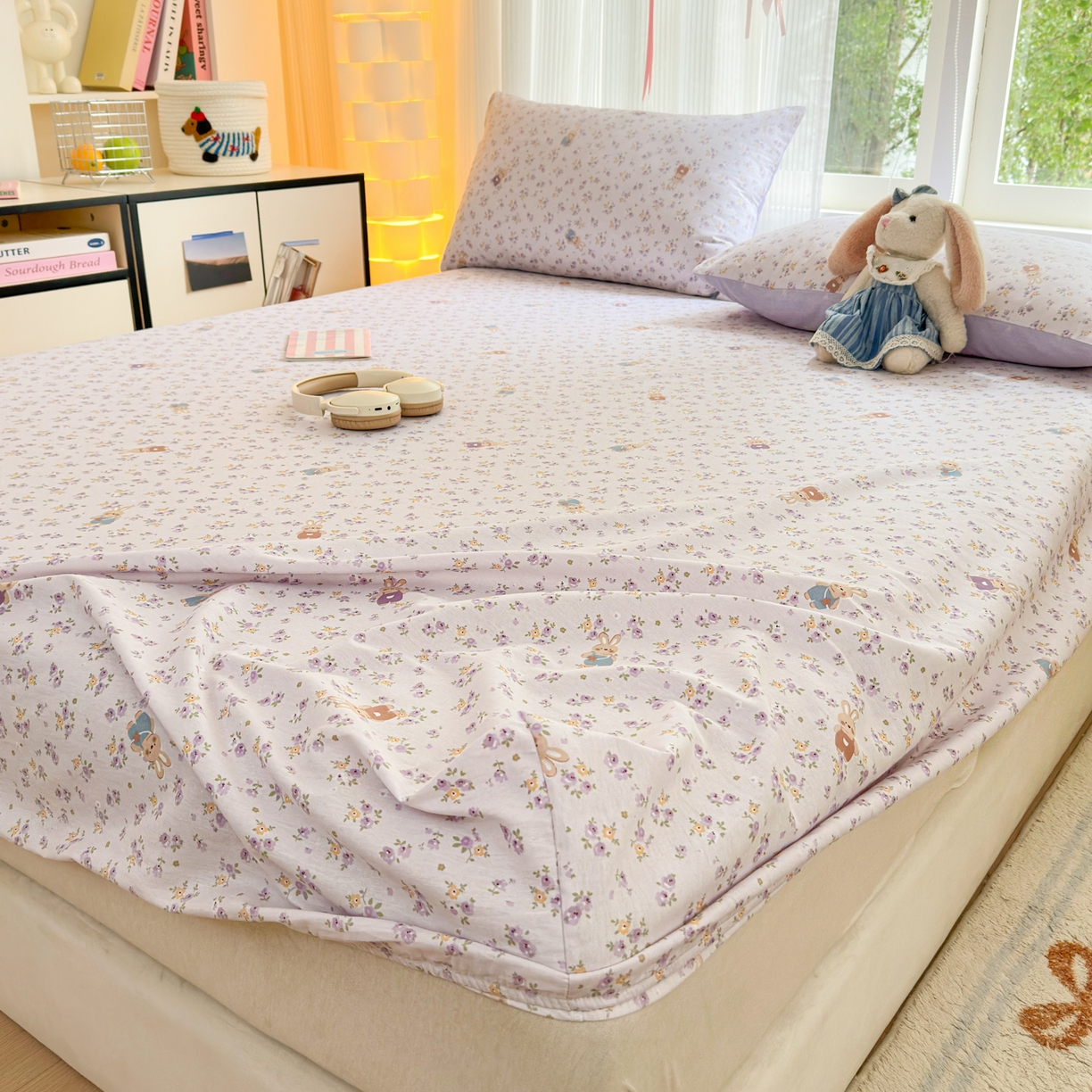 91家纺网 家纺一手货源 找家纺 清雅福 2025新款全棉柔软印花系列单床笠 乖乖兔