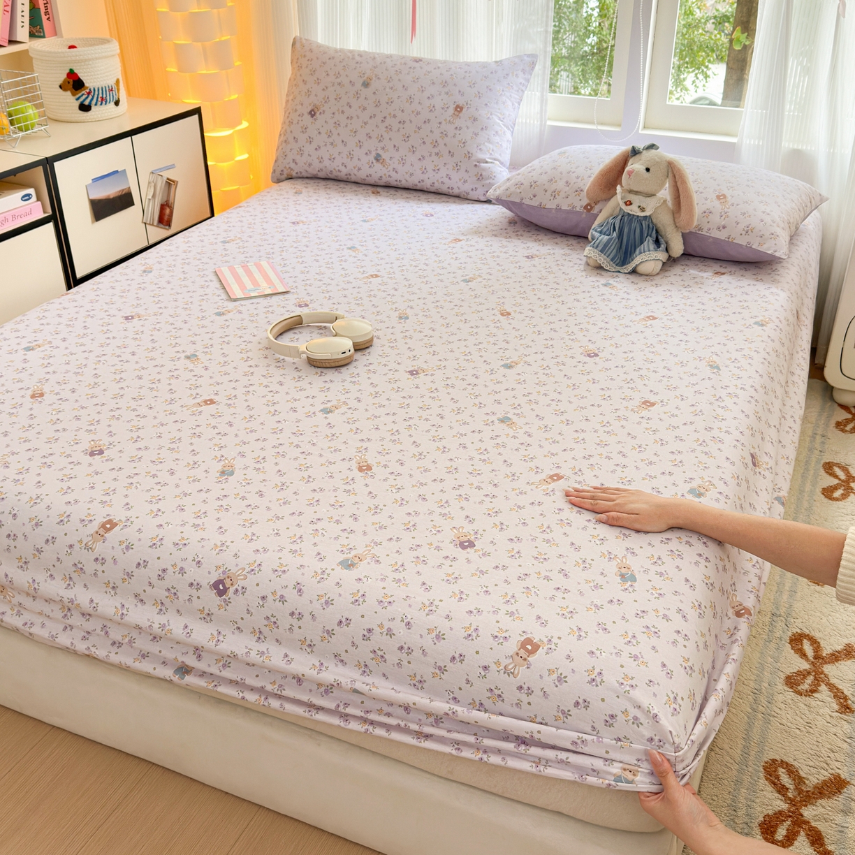 91家纺网 家纺一手货源 找家纺 清雅福 2025新款全棉柔软印花系列单床笠 乖乖兔